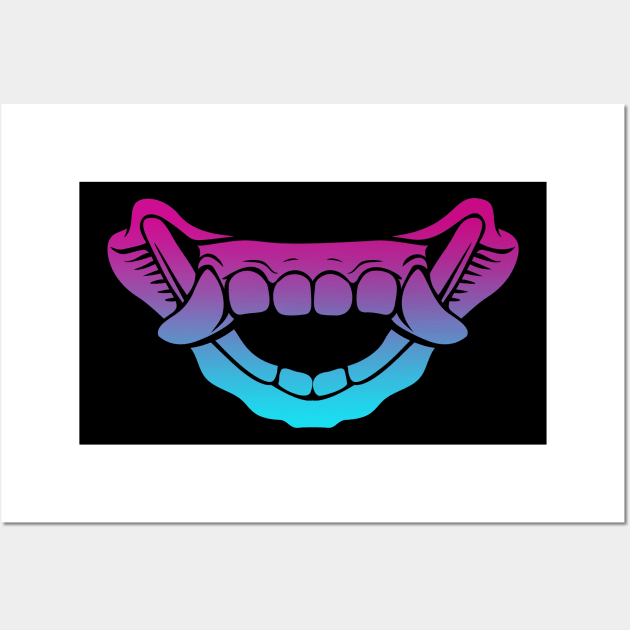 Bali Demon Witch Mask Teeth Vaporwave Wall Art by aaallsmiles